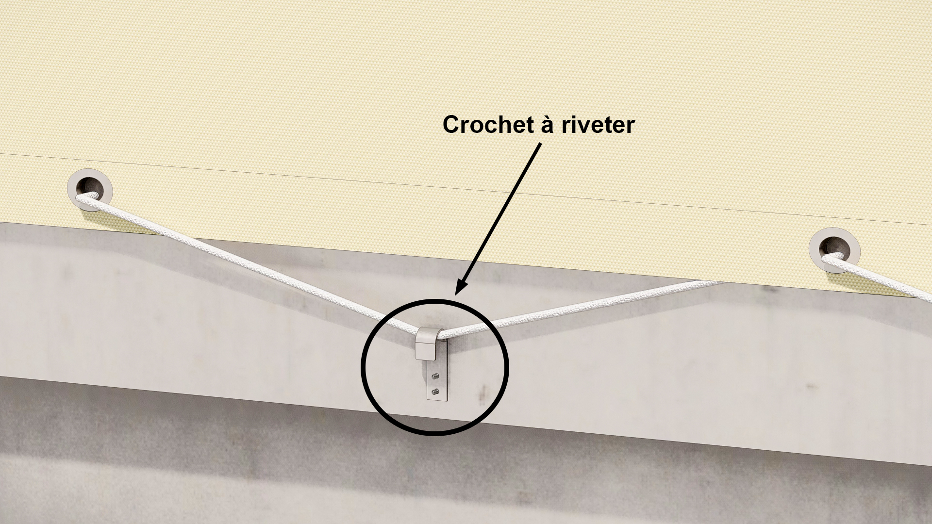 Crochets acier zingué à riveter pour bâche remorque